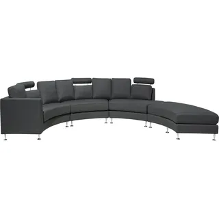 Beliani Sofa 7-Sitzer ROTUNDE Stoff Dunkelgrau