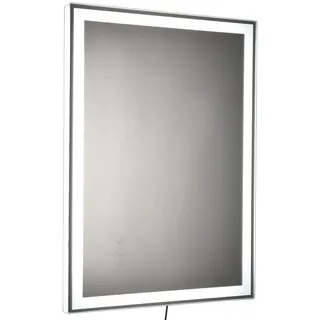 kleankin Badezimmerspiegel LED-Spiegel mit 3 Lichtfarben Nebelfreier Wandspiegel mit Antiabschlagsfunktion, Touch-Schalter Alu 70 x 50 x 3 cm