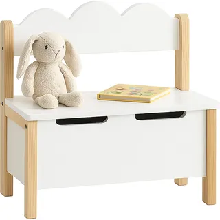 Relaxdays Kinderbank mit Stauraum 90 x 30 x 30 cm Kiefer massiv weiß