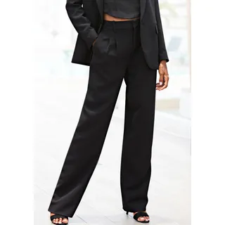 Anzughose LASCANA Gr. 38, N-Gr, schwarz Damen Hosen Strandhosen im Business-Look, elegante Stoffhose mit Taschen und Bundfalten Bestseller