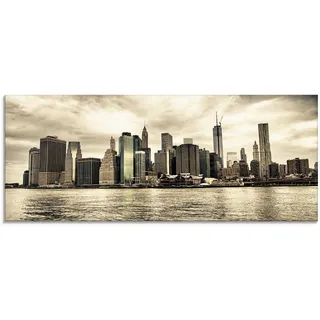 Glasbild ARTLAND "Lower Manhattan Skyline" Bilder Gr. B/H: 125 cm x 50 cm, Amerika, 1 St., beige (natur) Glasbilder in verschiedenen Größen