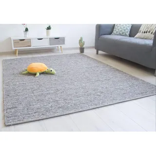 Steffensmeier Handwebteppich Laufenburg | Wolle (Schurwolle), Grau, handgewebt, Größe: 170x230 cm Wohnzimmer und Schlafzimmer