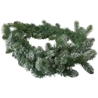 Loberon Girlande Monetry, natürliche Tannenzweig-Optik, mit LEDs, Weihnachtsbeleuchtung, Weihnachtsdekoration, Weihnachten, Polyethylen, PVC, Eisen, grün/weiß