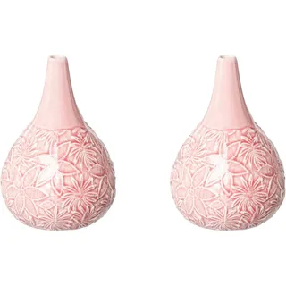 Creativ home Tischvase BLOOMING (Set, 2 St), Vase mit Blütendesign, aus Porzellan rosa