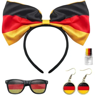 RgitFzi Fanartikel 2026 Deutschland, Fanartikel 2026, Deutschland Fanartikel, 5 Teilig Damen Fan Set, Fanartikel Deutschland Fußball, Deko 2026 Deutschland, Deutschland Deko