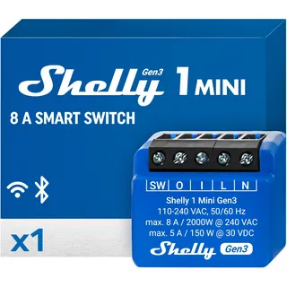 Shelly 1 Mini Gen3 Unterputz Relais max 8A 1 Kanal WLAN BT
