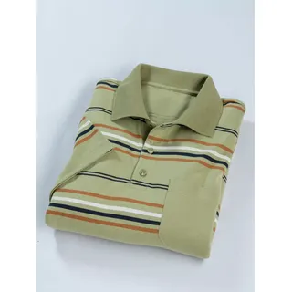 Poloshirt CLASSIC "Poloshirt", Herren, Gr. 48/50, grün (schilf, gestreift), 100% Baumwolle, gemustert, gestreift, mehrfarbig, ohne Ausschnitt, Shirts