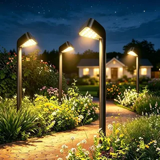 Soiarllt Solarlampen für Außen Garten, 4X15 LEDs Hell Gartenleuchten Solar | 12-14H Lange Laufzeit & Auto On/Off, Moderne Solarleuchten Garten Winterfest für Rasen, Terrasse, Hof, Gehweg, Garten Deko
