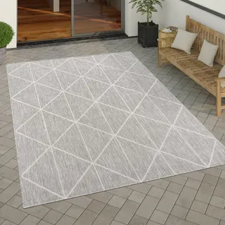 Paco Home Wohnzimmer-teppich, Kurzflor Mit Marokkanischem Muster, Meliert In Grau Und Beige 160x230 Cm