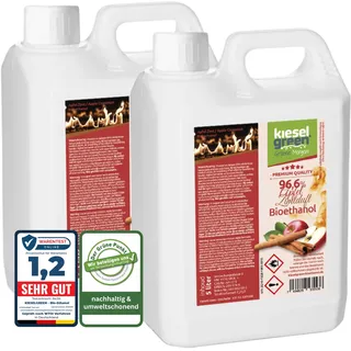 KieselGreen Bioethanol 10 Liter mit Duft für Ethanol-Kamin, viele Sorten - Bio Ethanol als Raumduft in vielen Duftnoten - Parfüm für Bio Ethanol Kamin Indoor oder Bioethanol (Apfel-Zimtduft, 10L)