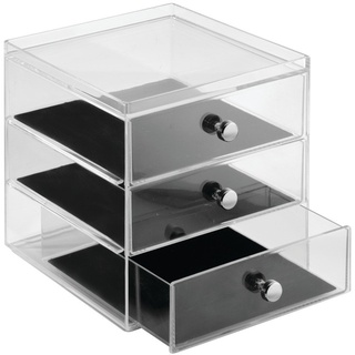iDesign Clarity Jewelry Schmuckaufbewahrung | Schmuckkasten mit 3 Schubladen für Uhren, Ketten etc. | Schmuck Organizer mit Kratzschutz | Kunststoff durchsichtig