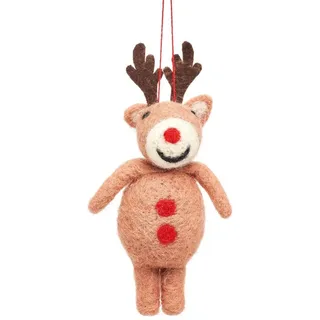 TRIXES Weihnachtsdeko Rentier aus Filz zum Aufhängen, skurrile Ergänzung für Weihnachtsbaum, Kranz, Girlande oder Tafelaufsatz