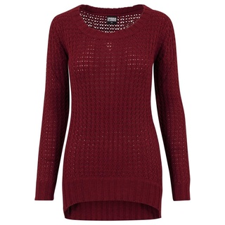URBAN CLASSICS Rundhalspullover Urban Classics Damen Ladies Long Wideneck Sweater (1-tlg) rot M