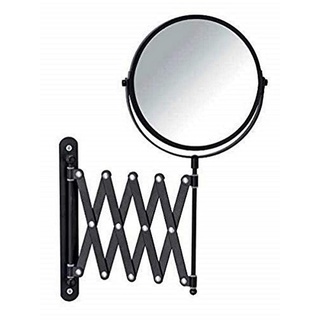 WENKO Kosmetik-Wandspiegel Teleskop Exclusiv, Spiegel mit 100%-Spiegelfläche & 3-fach Vergrößerung (B/H): Ø 16 cm, stufenlos ausziehbar, schwenkbar & höhenverstellbar, 19 x 38,5 x 50 cm, Schwarz