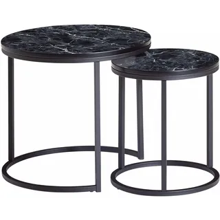 Wohnling Satztisch WL6.251 Marmor schwarz 2er Set