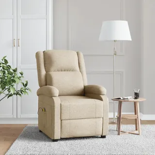 Massagesessel elektrisch Shiatsu Massage Liegefunktion Stoffbezug creme