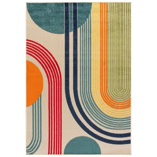 Mazovia Designteppich In-Outdoor-Teppich Geometrisch Balkon, Terrasse, Patio, Pavillon, 200 x 300 cm, Wasserdicht beige|braun|bunt 200 x 300 cm