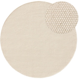 benuta Pure Wollteppich Rocco Weiß ø 100 cm rund - Naturfaserteppich aus Wolle