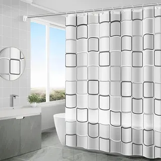 TESSTSY Badewanne Vorhang 200 X 200 cm, Waschbar PEVA Duschvorhang Weiss