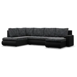 U-Sofa, Schwarz, Schwarz, Textil, U-Form, 300x89x200 cm, Wohnzimmer, Sofas & Couches, Wohnlandschaften, Wohnlandschaften in U-Form