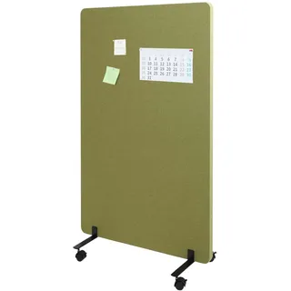 Akustik-Trennwand HWC-G77, Büro-Sichtschutz Raumteiler Pinnwand, doppelwandig rollbar Stoff/Textil - 127x80cm grün