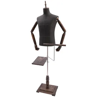HuKaiL Schneiderpuppe, Holz Schaufensterpuppe Männliche Bügelpuppe Verstellbar Höhe 135-180cm mit Hosenständer und Schuhhalter, Abnehmbare Torso Annequin mit Leinen für Ausstellen Kleidung