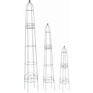 SIENA GARDEN Obeliskensatz Bastos  Obelisken-Set Bastos, 3-teilig Metall dunkelgrau, unterverzinkt