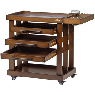 MEEDEN Art Supplies Aufbewahrungswagen: 5-stöckiger Rollwagen aus massivem Buchenholz mit 3 Schubladen – Bastelorganizer auf 4 Rädern - Walnut