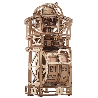 UGEARS Sky Watcher Schreibtischuhr – Vatertagsgeschenk, astronomische Tischuhr, Holzmodellbausätze für Erwachsene zum Bauen – Holzuhrenbausätze, 3D-Puzzles – Bausatz für mechanische – 3D-Holzpuzzles