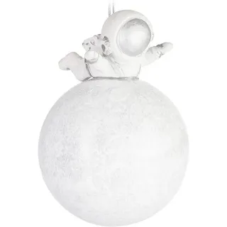 Brubaker Astronaut auf dem Mond Weihnachtskugel aus Glas - Handbemalt und Mundgeblasen - Mondlandung Christbaumschmuck für Weltraum Fans - Figuren Lustig Weihnachtsdeko Anhänger Grau - Baumkugel