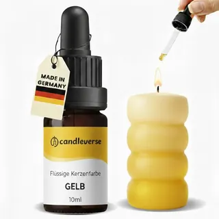 Candleverse Flüssige Kerzenfarbe [Gelb] 10ml | Hochkonzentriert | Mit Pipette dosierbar · öllöslich · Farbtöne individuell mischbar · für kreative Kerzenprojekte