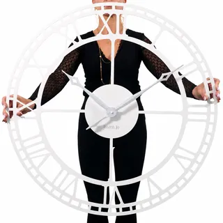 FLEXISTYLE XXL Wanduhr groß 80 cm Weiß Metall – Große Vintage Loft Wanduhr – Geräuschloses Uhrwerk – Moderne Industrial Wohnzimmer Deko