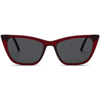 KOMONO Jodie Burgundy Unisex Cat-Eye Eco-Acetat-Sonnenbrille für Damen und Herren mit UV-Schutz und CR39 Gläsern
