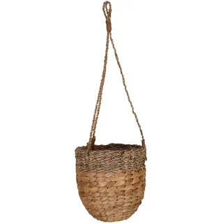 tegawo Hängeampel aus Wasserhyazinthe und Seegras Ø 16 cm x 15 cm Natur