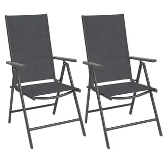 ONDIS24 Gartenstuhl Hochlehner Aluminium Klappsessel Vinoro Deluxe Gartensessel (2 St), UV-beständig grau
