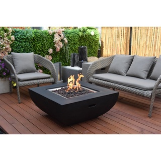 Gardenforma Gasfeuerstelle Itasy Beton-Optik schwarz, aus Faserbeton Betongrau