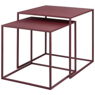 blomus Beistelltisch -FERA- 2er Set quadratische Tische: Minimalistisch, Robust & Elegant (Set, 2-St., 2 Tische), Pulverbeschicht, Minimalistisches Design, Platzsparend, Quadratisch rot 40 cm x 40 cm x 50 cm