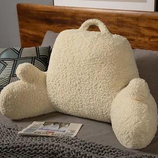 Flauschiges Lesekissen, Teddybär, 68 x 36 cm, weiches Kuschelkissen, Arme, Lendenwirbelstütze, Kissen für Sofa, Stuhl, Bett, tragbar, zum Fernsehen oder Spielen