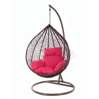 KIDEO Hängesessel »Hängesessel MANACOR darkbrown«, Swing Chair, braun, Schwebesessel, Hängesessel mit Gestell und Kissen rosa