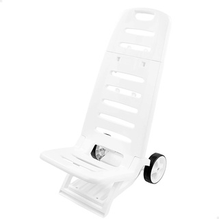 Aktive Niedriger Klappstuhl aus Aluminium mit Rollen - White / Grey - 101x41x42 cm