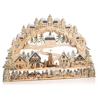LUMIDA Xmas XL-Schwibbogen Winterszene 30 LEDs, Timer B. 100cm, H. 68,5cm