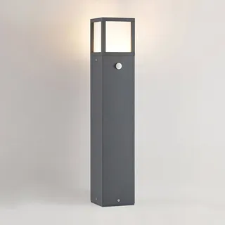 LUCANDE Wegeleuchte Aluminium 12 cm 65 cm inkl. Bewegungsmelder grau