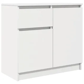 Makastle Modernes Beistellschrank, Sideboard mit 1 Schublade & 3 Fächern, Schmaler Schrank Anrichte Standschrank für Küche Wohnzimmer, Weiß 71x35x65 cm Holzwerkstoff