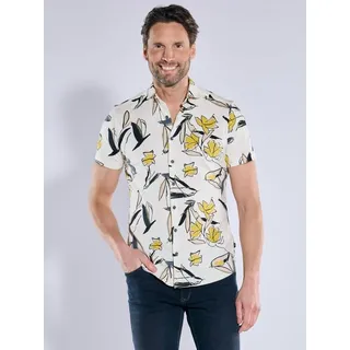 engbers Herren Kurzarm-Hemd aus Jersey Beige slim fit gemustert Haifisch - 3XL