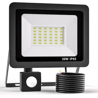 Realky 30W LED Strahler mit Bewegungsmelder, 3000LM Außenstrahler 6500K Superhell Außen Scheinwerfer LED Fluter IP65 Wasserdichter Aussenlampe mit Bewegungsmelder für Garten, Innenhöfe, Garage