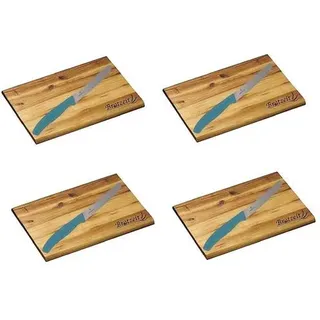 Kesper 8-TLG. Brotzeitbrett-Set Frühstücksbrett Frühstücksbrettchen Holz Akazie Essbrett Schneidbrett XL Set Brotzeit extra groß!