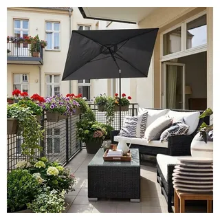 Sekey Sonnenschirm Rechteckig Höhenverstellbar Balkonschirm Knickbar, mit Schutzhülle, LxB: 210,00x140 cm, Sonnenschutz UPF50+, Kippbar, Höhenverstellbar Sonnenschirm Balkon grau 140 cm x 210,00 cm
