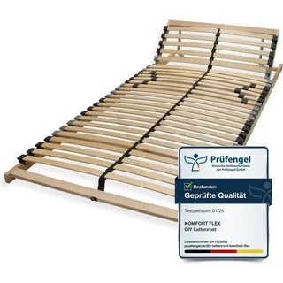 Lattenrost 140x200, Kopfteil verstellbar, Ergonomischer 7-Zonen-Lattenrost, Buchenholz, 28 Latten, Selbstmontage, hohe Traglast bis 150Kg