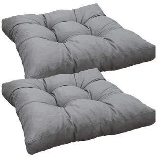 NYVI Loungekissen SmartLounge 2X Sitzkissen 60x60 cm Hellgrau - Wasserabweisende Auflagen für Indoor und Outdoor - Stuhlkissen für Rattanmöbel und Gartenmöbel