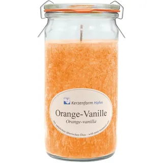 Duftkerze im XL-Weckglas®, Orange-Vanille, 100% pflanzliches Stearin, KERZENFARM HAHN, mit reinen ätherischen Ölen, Brenndauer ca. 40h